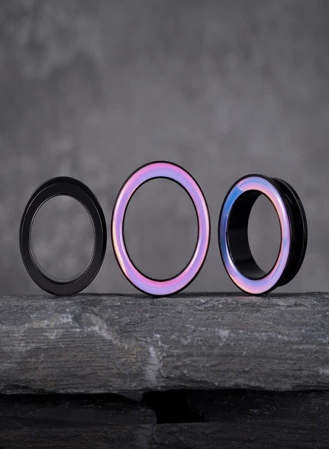 COOEAR 2 Pairs Stainless Steel Black Ear Gauges Retro-reflective Sheeting Tunnels and Plugs., 2g(6mm), Metal, sandstone - Image 2