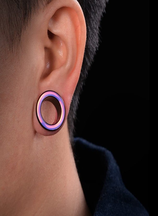 COOEAR 2 Pairs Stainless Steel Black Ear Gauges Retro-reflective Sheeting Tunnels and Plugs., 2g(6mm), Metal, sandstone - Image 5