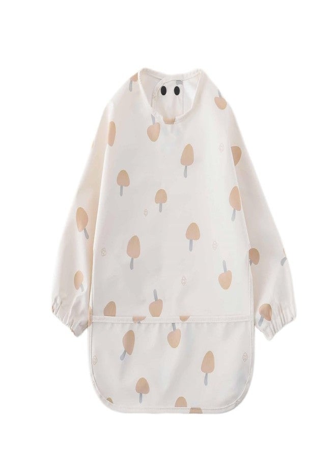 GZMM Waterproof Baby Bibs,Infant Toddler Long Sleeve Feeding Bib With Food Catcher,Easy Clean & Washable(mushroom) - Image 1