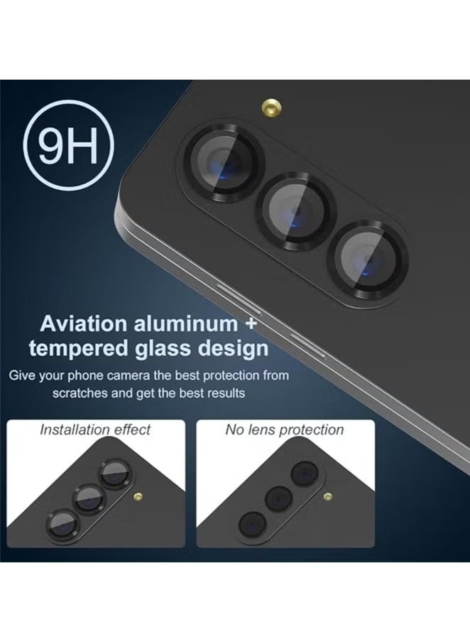 Samsung Galaxy Z Fold 6 Camera Lens Protector, Compatible with Samsung Galaxy Z Fold 6 camera lens protector, Metallic texture style tempered glass camera lens cover Galaxy Z Fold 6 5G[Metal CD cable]- Black - Image 4