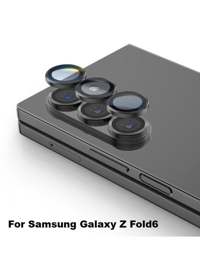 Samsung Galaxy Z Fold 6 Camera Lens Protector, Compatible with Samsung Galaxy Z Fold 6 camera lens protector, Metallic texture style tempered glass camera lens cover Galaxy Z Fold 6 5G[Metal CD cable]- Black - Image 1