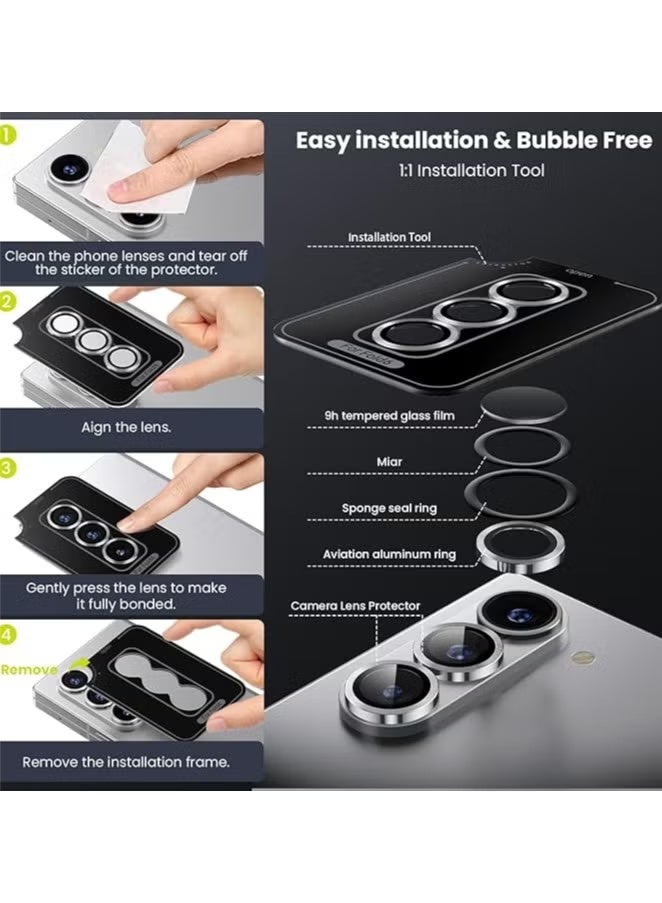 Samsung Galaxy Z Fold 6 Camera Lens Protector, Compatible with Samsung Galaxy Z Fold 6 camera lens protector, Metallic texture style tempered glass camera lens cover Galaxy Z Fold 6 5G[Metal CD cable]- Black - Image 5