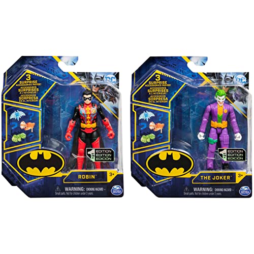 DC Comics Batman 4-inch Robin and The Joker Action Figures for Boys with 6 Mystery Accessories, Kids Toys for Boys Aged 3 and up - Image 2