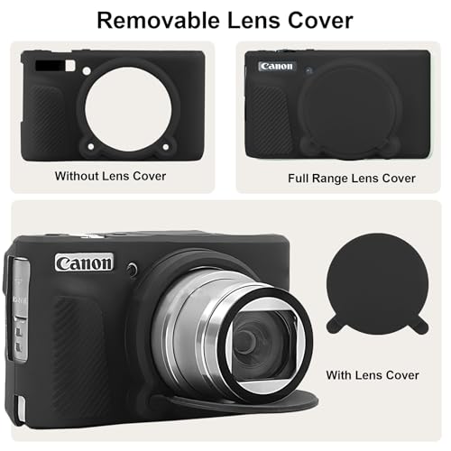BOVKE Silicone Camera Case for Canon PowerShot SX740/ SX730 Digital Camera, SX740 Camera Soft Case Cover Rubber Camera Sleeve with Removable Lens Cover, Black - Image 5