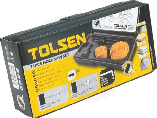 TOLSEN 11pcs Hole Saw Pilot Drill Bit Kits for Plywood Drywall Wood Plastic - Image 3