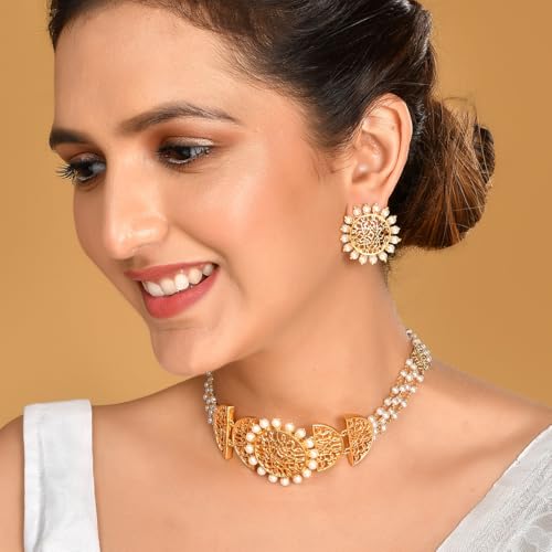 VOYLLA Nazakat Zara Choker Set For Women, Party, Wedding, Lightweight, Gift For Her - Image 3