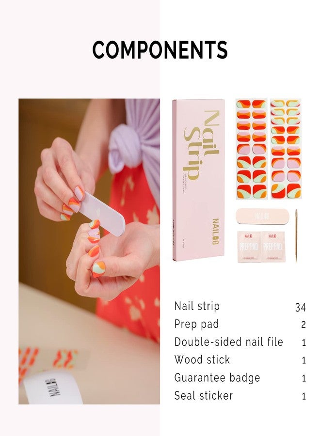 NAILOG Semi Cured Gel Nail Strips, 34 pcs Salon-Quality Gel Nail Stickers, Long Lasting Nail Wraps for Women with Soft Gel Finish | Lollipop - Image 5