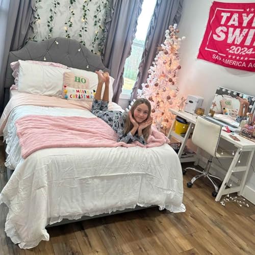 Faincy White Ruffle Duvet Cover Queen Size, Ruffled Soft Microfiber Comforter Covers Set with Zipper - 3PC 90X90 Lightweight, Farmhouse Bedding Vintage Shabby Chic Rustic Bedroom Style for Women Men - Image 2