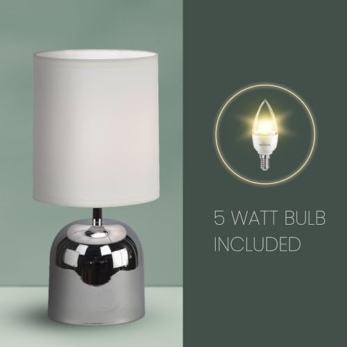 MAGIK Silver Shot LED Table Lamp (Chrome & Off White Finish) | Includes 5W LED Bulb | Elegant Decorative Lamp for Bedroom, Living Room & Office | Compact Design | Ready to Use - Image 2
