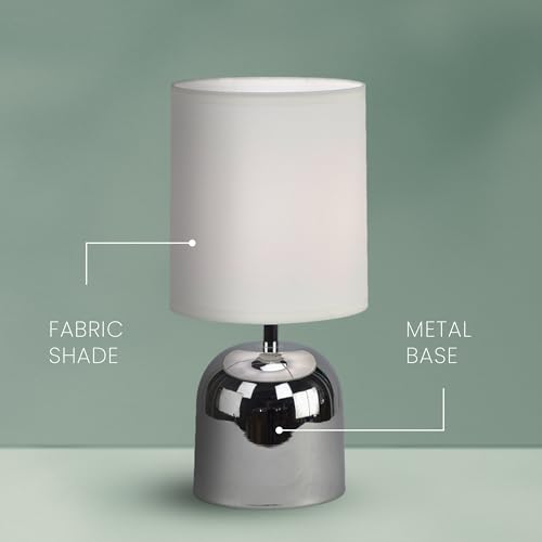 MAGIK Silver Shot LED Table Lamp (Chrome & Off White Finish) | Includes 5W LED Bulb | Elegant Decorative Lamp for Bedroom, Living Room & Office | Compact Design | Ready to Use - Image 3