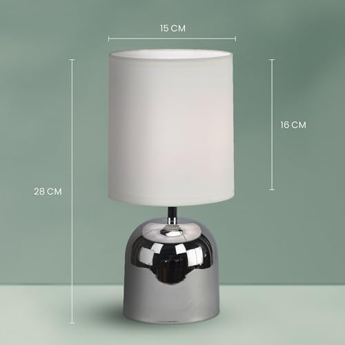 MAGIK Silver Shot LED Table Lamp (Chrome & Off White Finish) | Includes 5W LED Bulb | Elegant Decorative Lamp for Bedroom, Living Room & Office | Compact Design | Ready to Use - Image 4