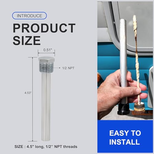 DEHOMKUS RV Water Heater Anode Rod 45L x 12NPT Compatible with Atwood Dometic Water Heater Replacement Part for Suburban 11553 Set of 2 - Image 5