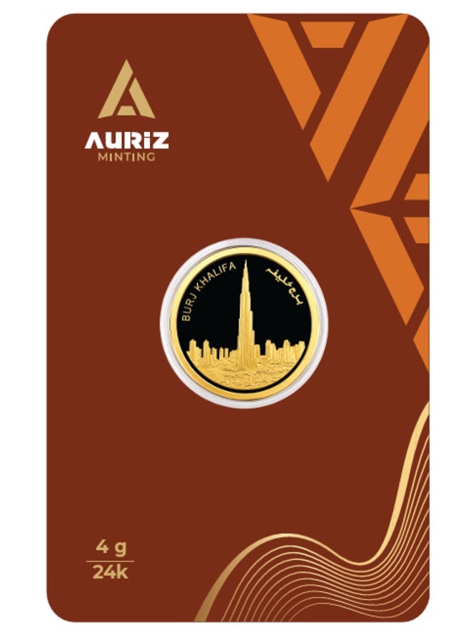 AURIZ MINTING Auriz 4 Gram 24K 999.9 Fine Gold Coin with Burj Khalifa Design - Image 3