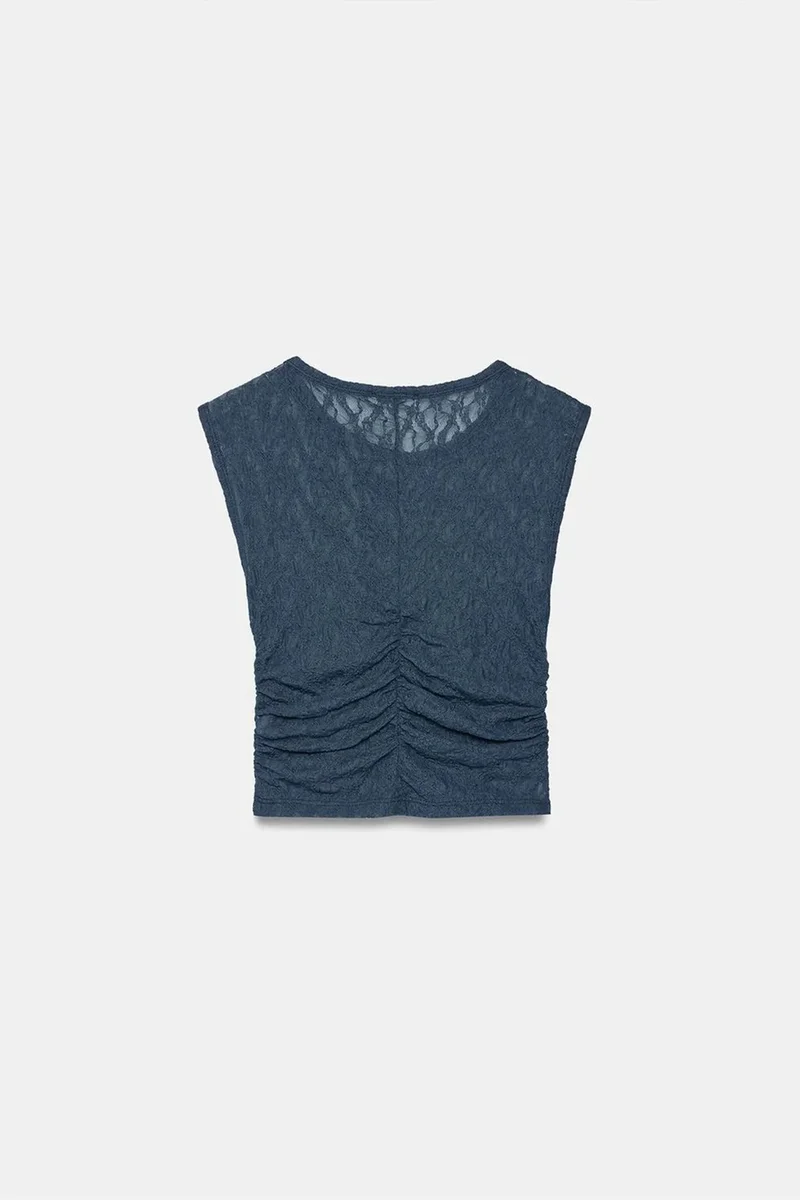 Dilvin Navy Blue DILVIN Sleeveless Lace Ribbed Blouse for Women | Best Price UAE