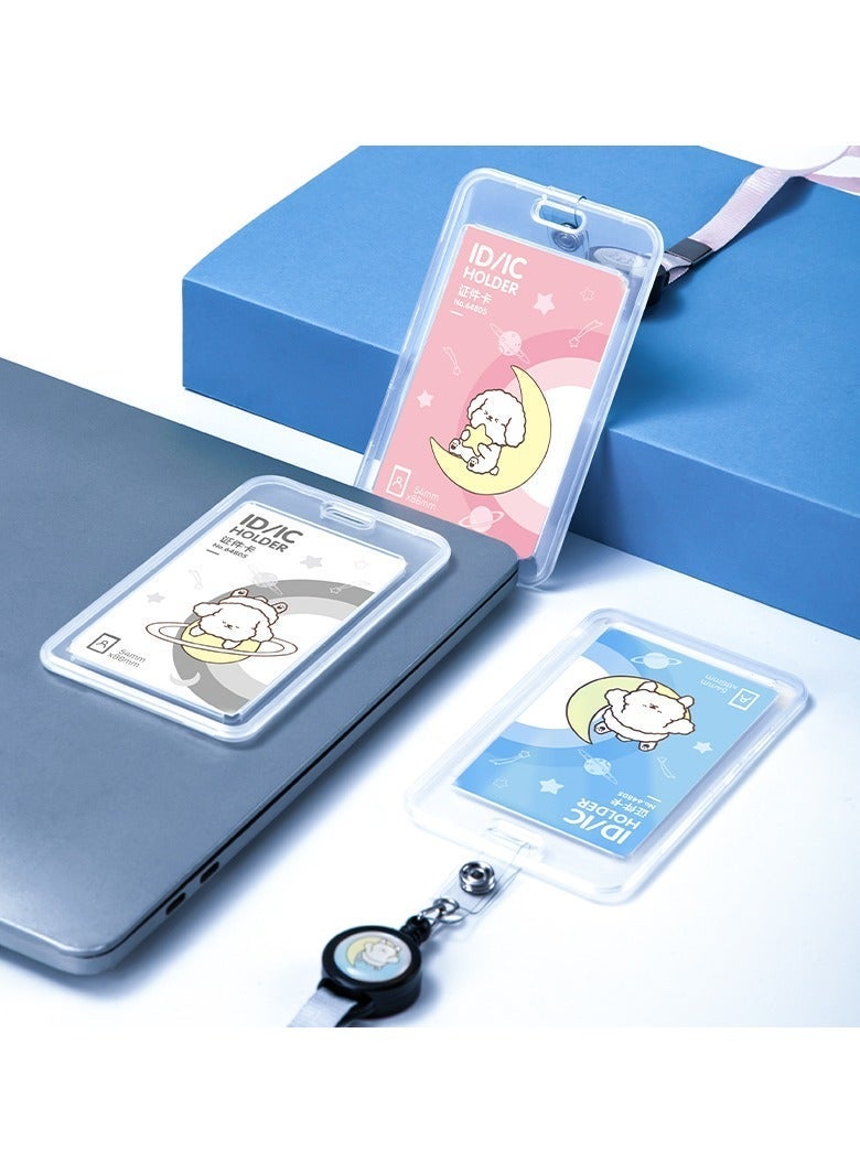 ديلي بطاقة اسم دالي 64805 مع حبل تعليق قابل للسحب، قطعة واحدة، بلون عشوائي (أبيض / أزرق / وردي) – نواة داخلية بحجم 54×86 مم، سهلة التمرير على أجهزة البصمة أو الدخول، بتصميم متين وسهل الاستخدام. - Image 3