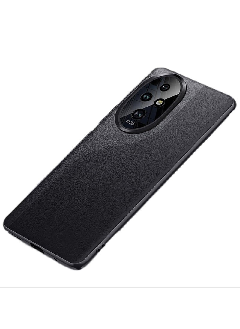 VKL HONOR 200 Pro, PU leather + Hard PC Cover, Special Leather Texture Phone Case, Anti-Fingerprint, Anti-Scratch - black  - Image 1