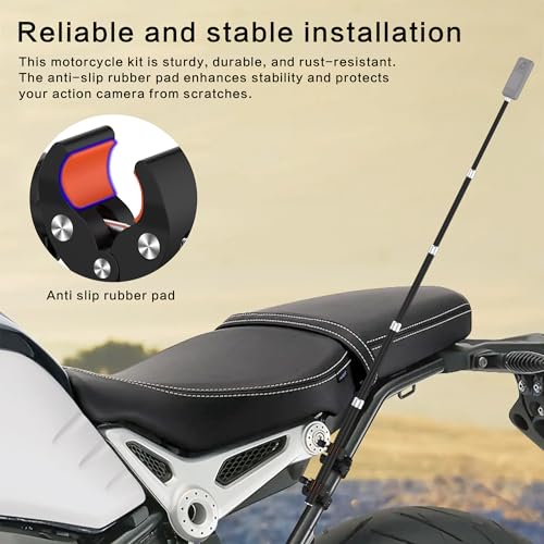 aoeyoo Aluminum Bike Handlebar Motorcycle Mount for Insta360 X5, Double Clamp Mount with Invisible Selfie Stick for Insta360 X5 X4, DJI 360 Camera, GoPro 13 12 (Upgraded Premium Locking Version) - Image 4