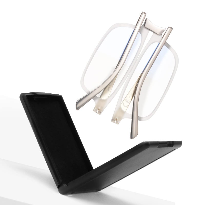 SKYOAK Evolved Folding Reading Glasses For Women Men Blue Light Blocking Anti UV Eyestrain Foldable Portable Compact Readers with Flat Hard Case Pocket Computer glasses 20 CLEAR - Image 2
