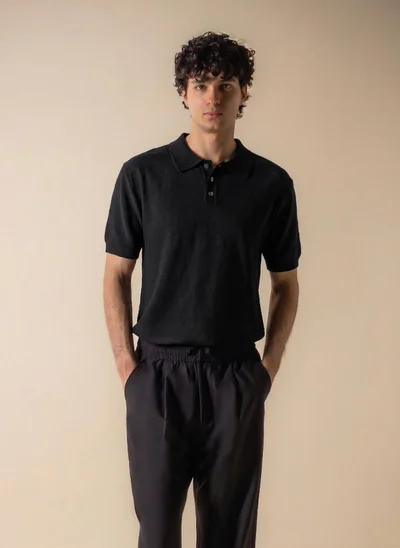 SHAPES TEXTURED PATTERN POLO SHIRT