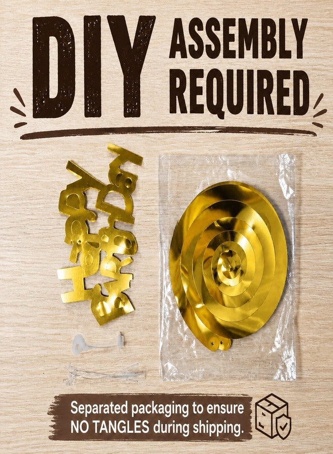 INTATIKOO 12 Pack Gold Happy Birthday Hanging Swirl Decorations, Metallic Foil Ceiling Streamers,Milestone Birthday Party Supplies & Backdrop Decor for Men, Women, Kids - Image 3