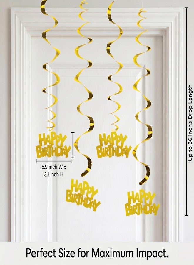 INTATIKOO 12 Pack Gold Happy Birthday Hanging Swirl Decorations, Metallic Foil Ceiling Streamers,Milestone Birthday Party Supplies & Backdrop Decor for Men, Women, Kids - Image 4