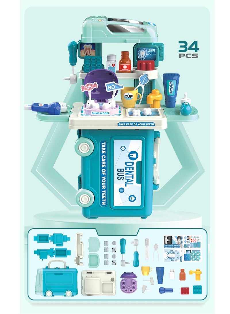 BOWA مجموعة ألعاب أسنان مكونة من 34 قطعة بتصميم حافلة للأطفال - Image 4