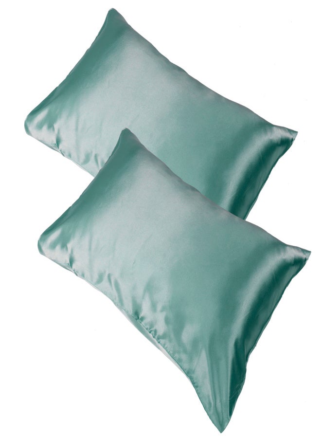 2pcs 75 x 150D Satin Pillowcase Soft Pillow Cover With Envelope Sealed Beddings Vert - Image 5