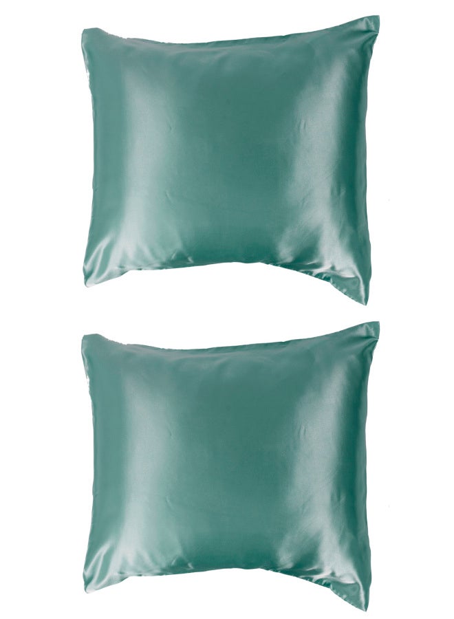 2pcs 75 x 150D Satin Pillowcase Soft Pillow Cover With Envelope Sealed Beddings Vert - Image 1