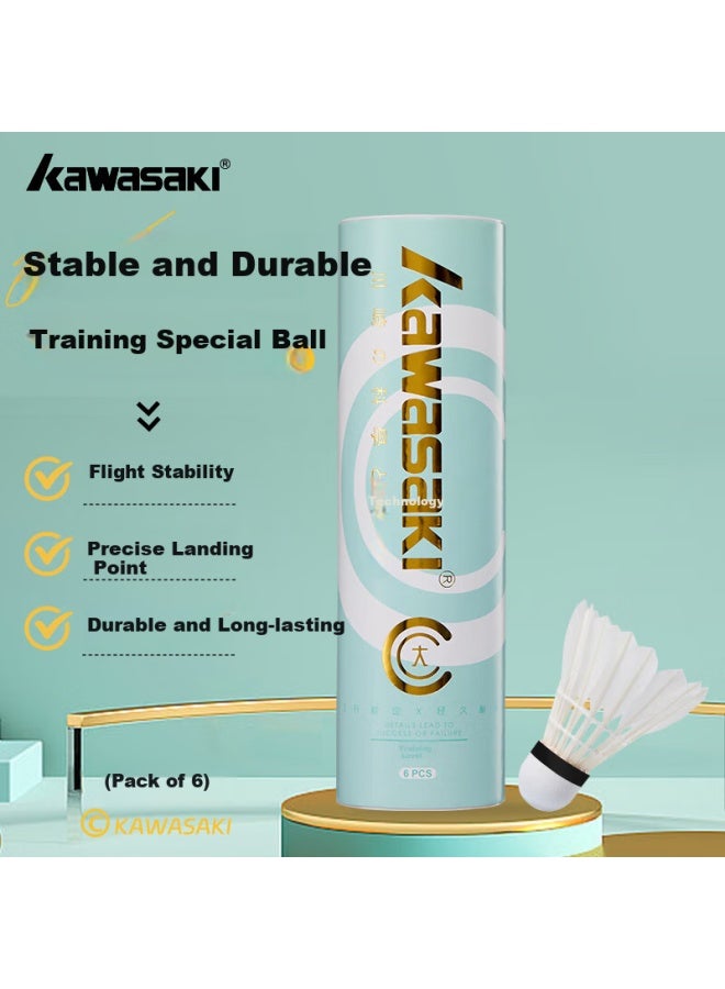 Kawasaki Badminton Training Shuttlecocks Stable And Durable Goose Feather Shuttlecocks Big C 77 (6-Pack) - Image 1