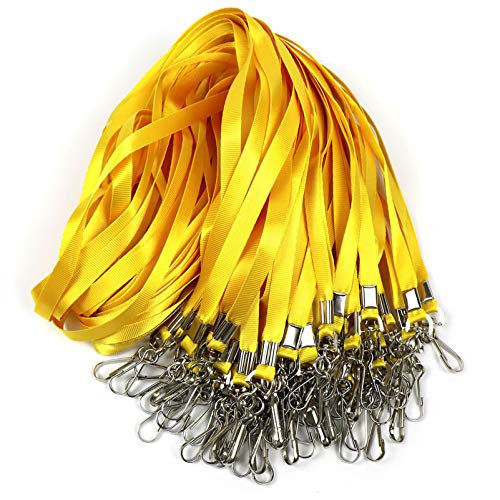Beebel Yellow Lanyard Bulk Lanyards for Id Badges Flat Lanyard with Badge Clip Swivel Hook 50 Pack - Image 1