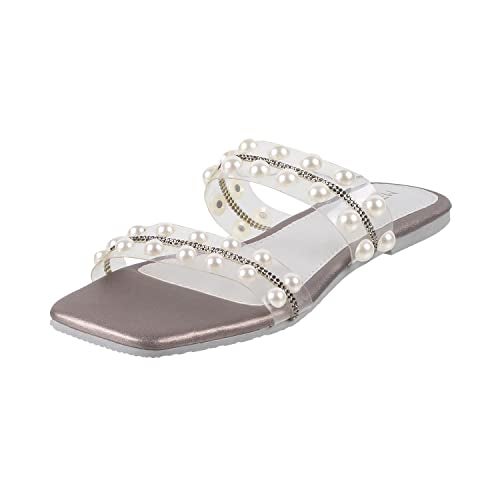 Metro Women's Metallic Pearly Embellished Flat Fashion Slip-on UK/3 EU/36 (41-67) - Image 1