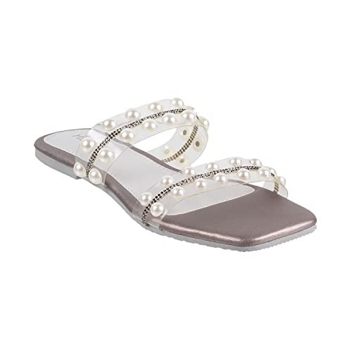 Metro Women's Metallic Pearly Embellished Flat Fashion Slip-on UK/3 EU/36 (41-67) - Image 2