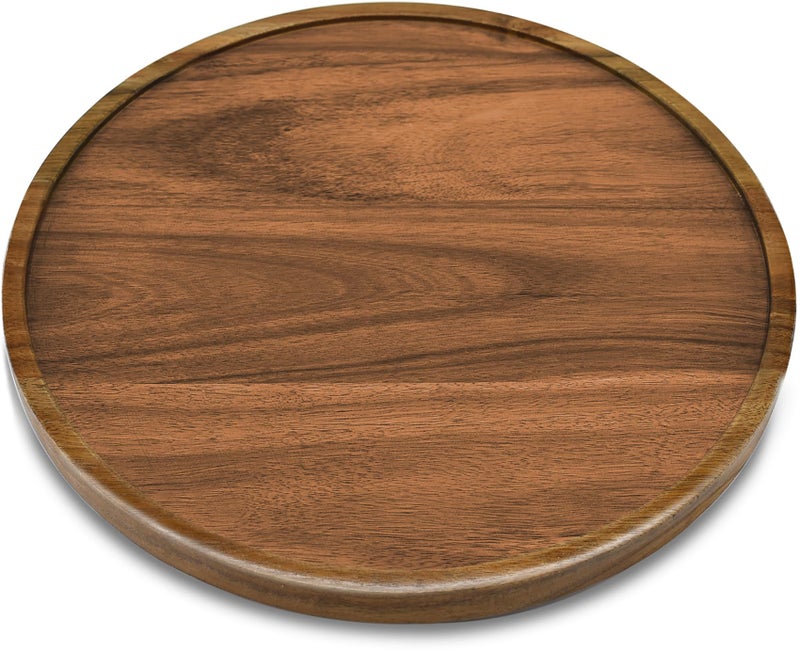 AUAM 9" Acacia Wood Lazy Susan Organizer Kitchen Turntable for Cabinet Pantry Table Organization,2 Pack - Image 2