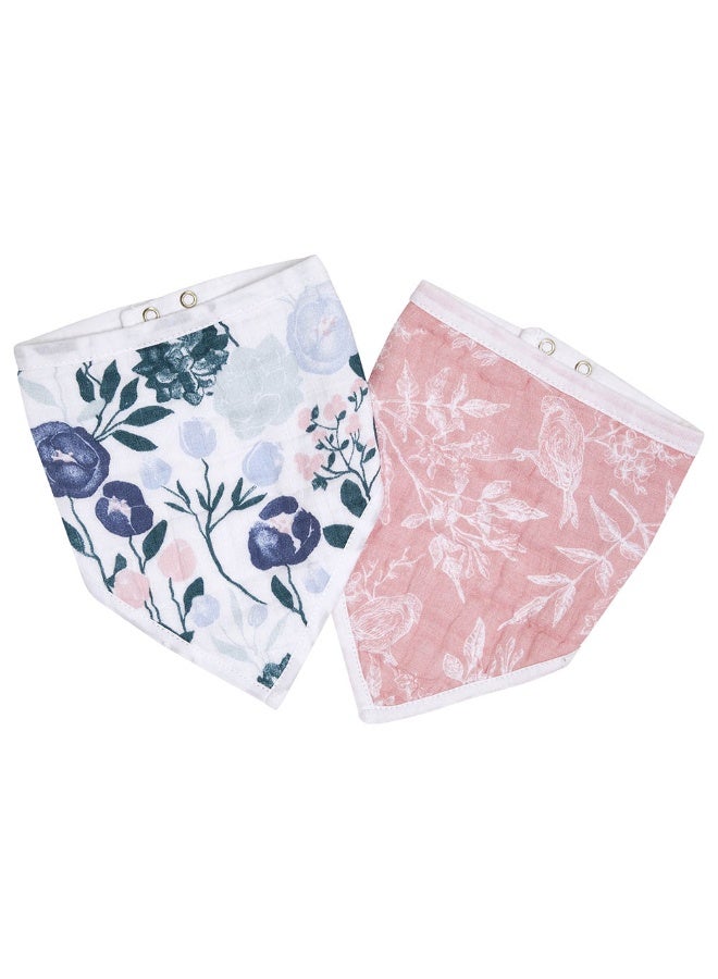 aden + anais Cotton Baby Bandana Bibs  Flowers Bloom  Pack of 2 - Image 2