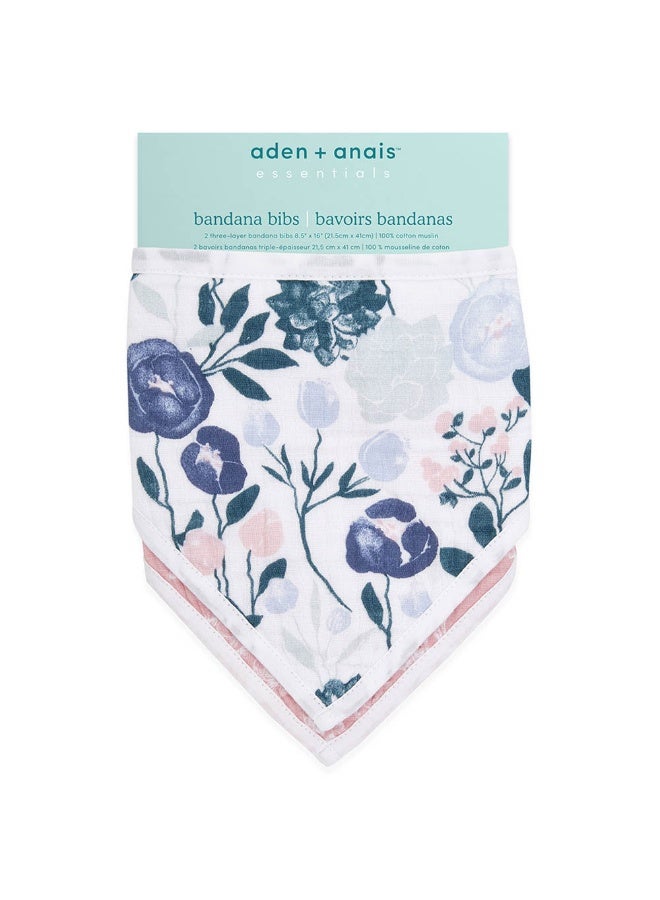 aden + anais Cotton Baby Bandana Bibs  Flowers Bloom  Pack of 2 - Image 1