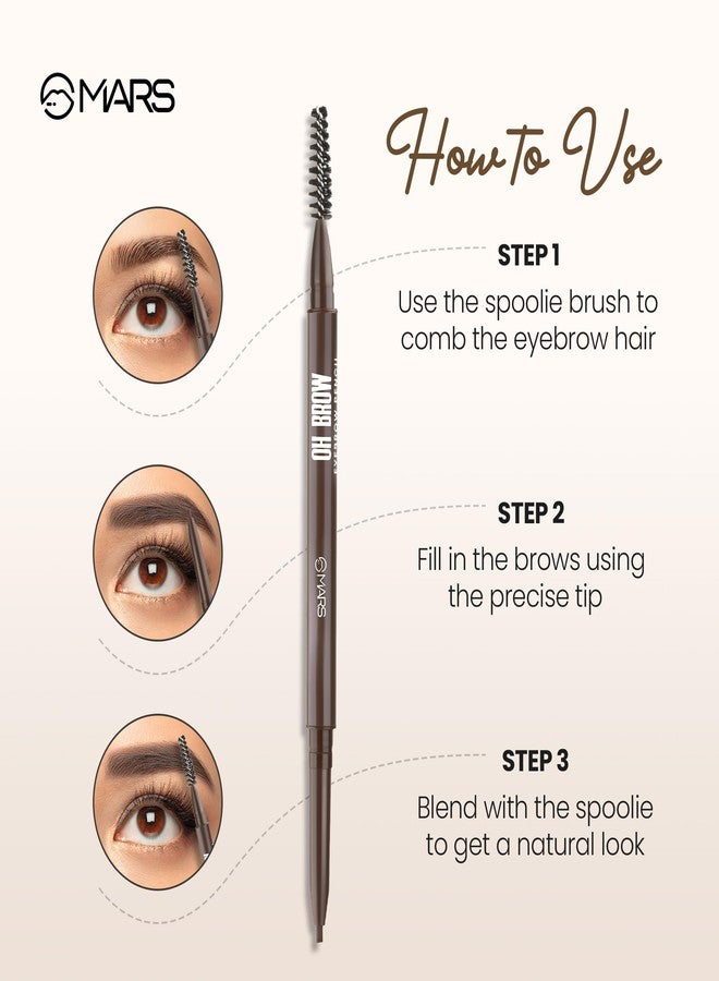 MARS OH Brow Eyebrow Pencil | Micro Precision Retractable with a Spoolie | Highly Pigmented | Smudge Proof & Water Resistance | Long-Lasting | Lightweight Eyebrow Pencil (0.1 gm) (Dark Brown) - Image 5