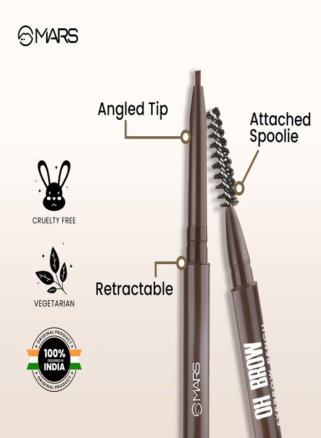 MARS OH Brow Eyebrow Pencil | Micro Precision Retractable with a Spoolie | Highly Pigmented | Smudge Proof & Water Resistance | Long-Lasting | Lightweight Eyebrow Pencil (0.1 gm) (Dark Brown) - Image 4