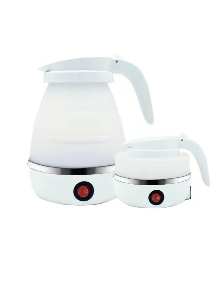 AROAQ Foldable Kettle, Mini Portable Electric Kettle, Leak Proof Stainless Steel Quick Boiling Kettle, Silicone Collapsible Heating Water Boiler Tea Pot For Home Camping Outdoor Travel, (White)  - Image 1