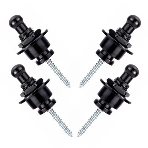 Swhmc Guitar Strap Locks 4 Pack, Schaller Style Locking Strap Buttons for Electric Bass Acoustic Guitar, Black Copper Anti-Slip Security System, Easy Install - Image 1