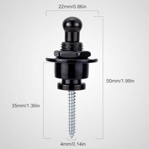 Swhmc Guitar Strap Locks 4 Pack, Schaller Style Locking Strap Buttons for Electric Bass Acoustic Guitar, Black Copper Anti-Slip Security System, Easy Install - Image 4