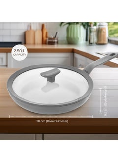 Berghoff Berghoff 28 cm Recycled Aluminum Non-Stick Cooking Fry Pan & Toughened Glass Lid | CeraGreen Ceramic Coating |PTFE, PFAS Free |Induction, Dishwasher Ready |Dark Grey |5 Yr Warranty  - Image 2