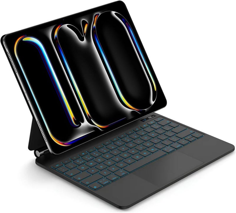 QPHWHFQ 【Arabic English】Magic Keyboard for iPad Pro 13" (2025/2024), Keyboard Case for iPad Pro 13 M5/M4 with Magnetic Floating Stand, Digital Display, Multi-Touch Trackpad, 7-Color Backlight, Black - Image 1