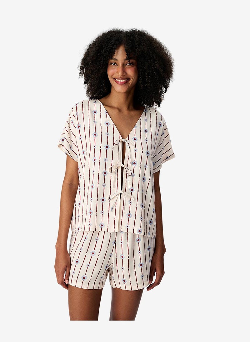 Penti Women Floral Bliss Short Sleeve Shorts Multicolour Set - Image 3