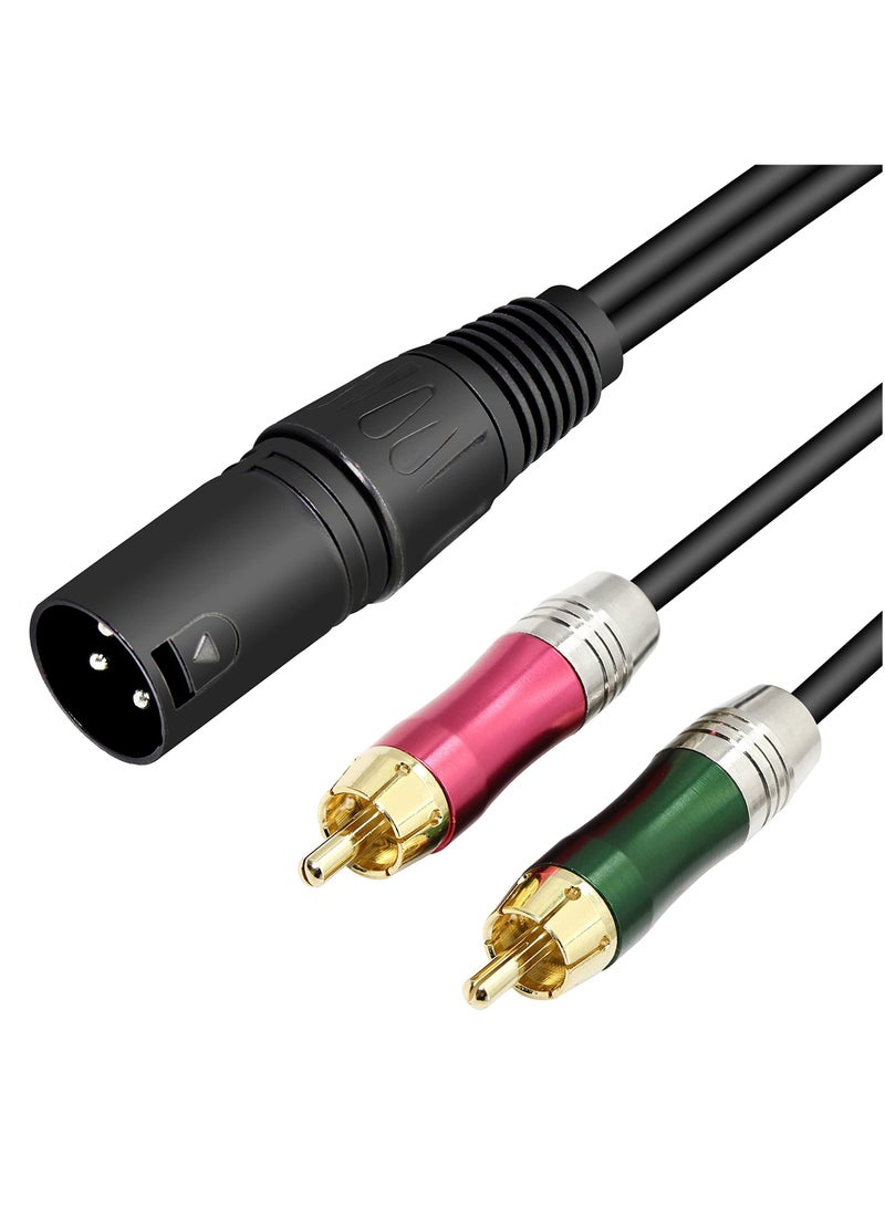 KASTWAVE XLR to 2 RCA Y Splitter Audio Cable 0.5 M Unbalanced 3 Pin XLR Male to Dual RCA Male Stereo Breakout Cable Adapter Amplifier Gold Plated Plugs for Microphone Mixing Consoles - Image 1