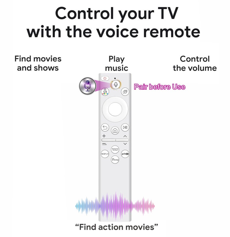 B BraiNice Replacement for Samsung Frame TV Remote, for All 2018-2025 Samsung Remote Control for Smart TV with Voice Control, Mic & Bluetooth, QLED, UHD & More, Not OEM/Orignial - Image 4