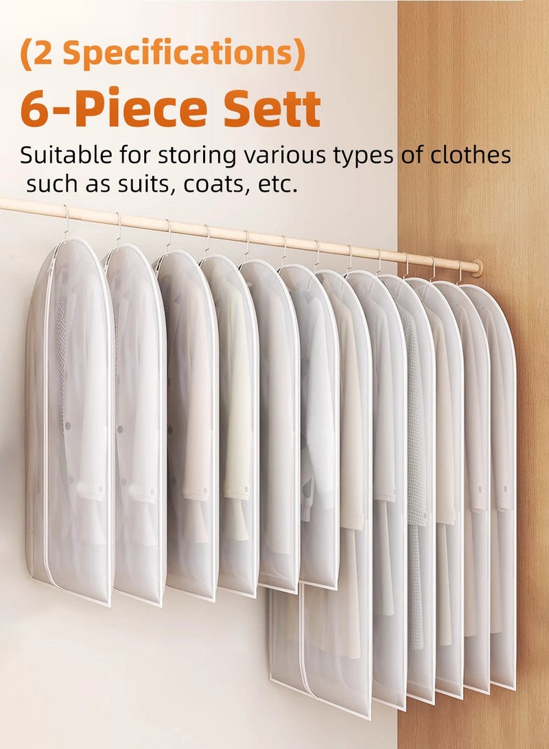 6-Pack Garment Cover 140×60cm Long Dress Organizer Suit Cover Cloth Cover Wardrobe Organizer with Zipper Semi-Transparent Breathable Garment Bag for Kandura, Gowns, Dresses, Party Outfits - Image 1