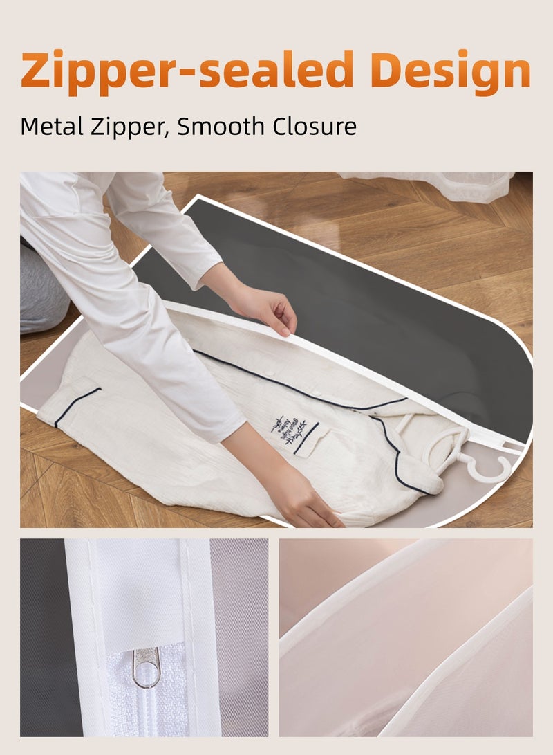 6-Pack Garment Cover 140×60cm Long Dress Organizer Suit Cover Cloth Cover Wardrobe Organizer with Zipper Semi-Transparent Breathable Garment Bag for Kandura, Gowns, Dresses, Party Outfits - Image 5