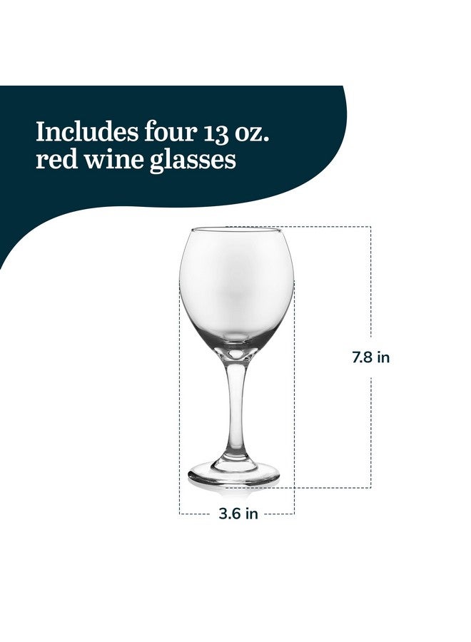 Libbey Classic Red Wine Glasses Set of 4, Dishwasher Safe, Rounded Rim Stemmed Wine Glasses, Perfect Wine Glasses Gift Set for Weddings, 13.5 Ounce - Image 3