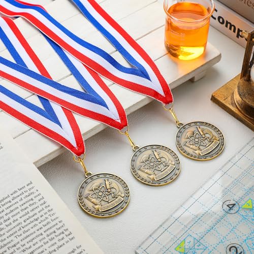 Equsion 36 Pcs 2'' Gold Award Medals Bulk with Neck Ribbons Honor Roll Readers are Leaders Science Fair Bible Cross Winner Prize Gift for Students Graduation Competitions(Science Fair Project) - Image 4