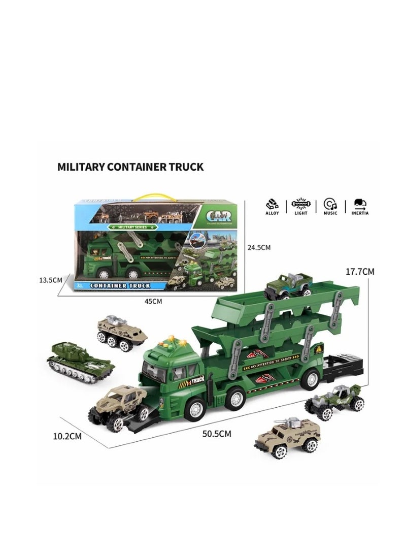 Rally Military Tow Truck Toy with Exclusive Playset - Includes 6 Diverse Military Vehicles, such as Tanks and Off-Road Vehicles  - Image 2